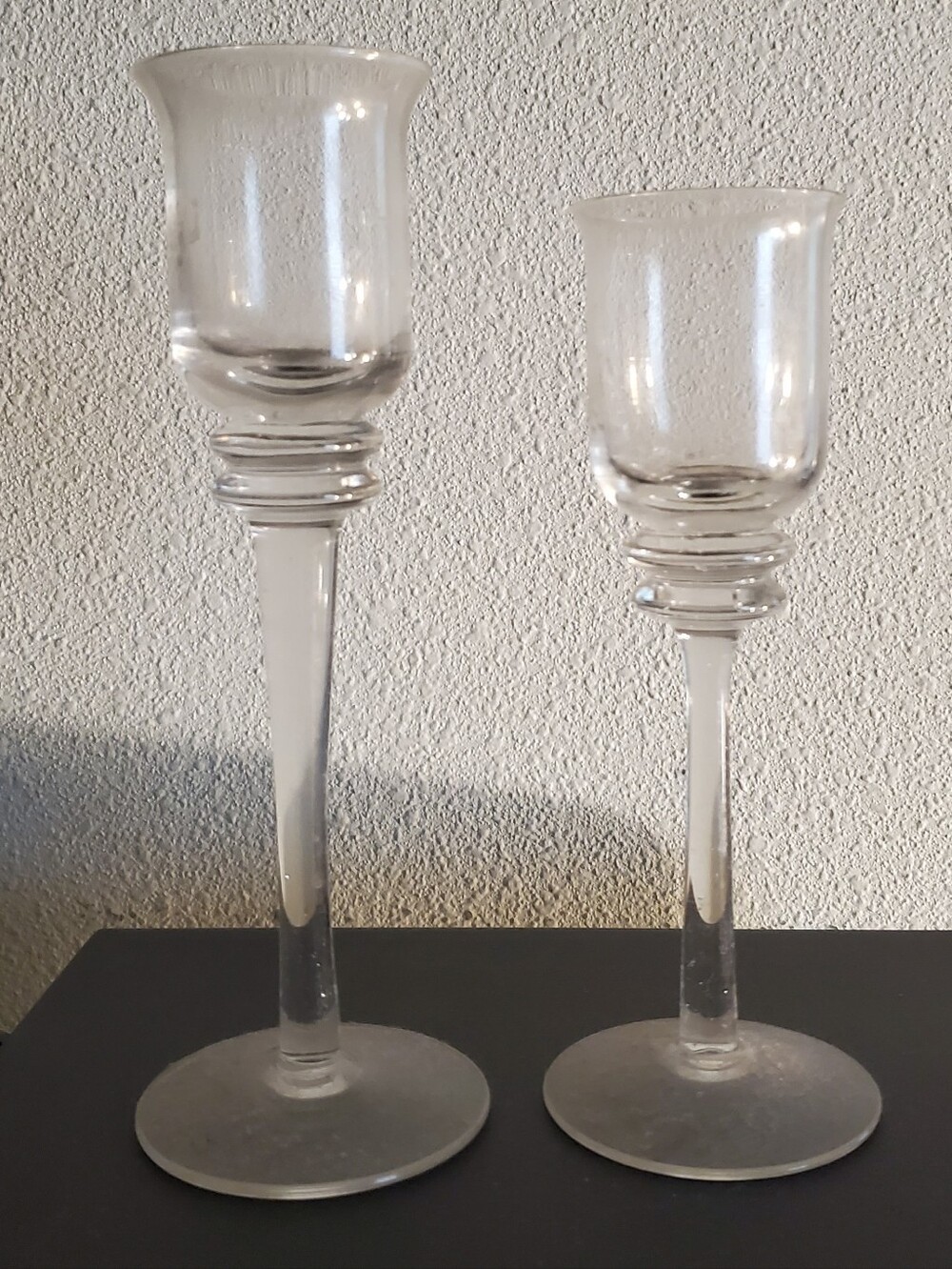 Clear Glass Tall Candle Holders - Set of 2